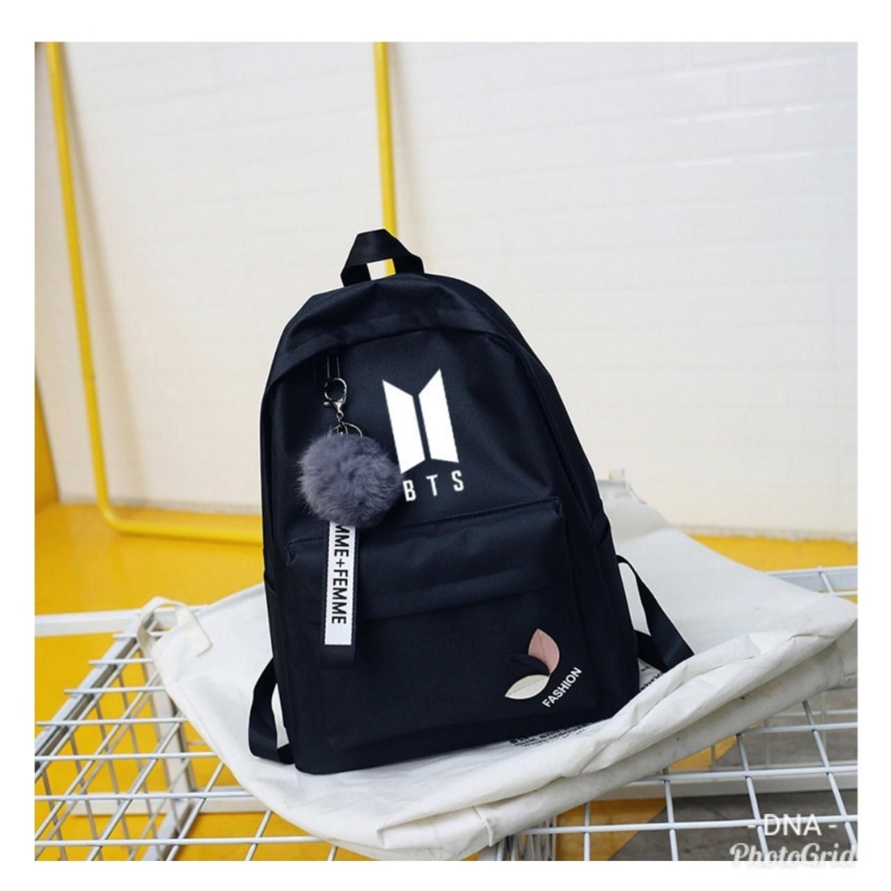 Ransel Bangtan Free PomPom DB Tas Sekolah Tas Wanita
