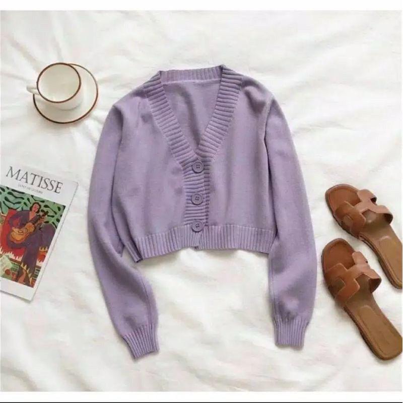 CROP LUNA CARDI RAJUT / KARDIGAN CROP TOP RAJUT WANITA / OUTER WANITA ...