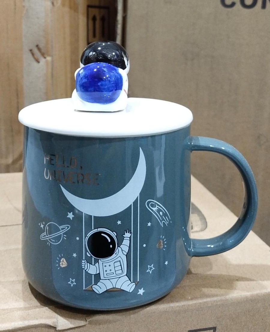 Cangkir Kopi Susu Mug Sereal Astronot Gelas Kekinian 3D 480ML Elegan ...