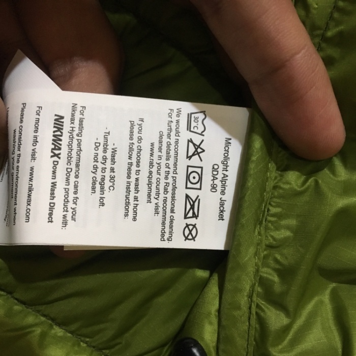 how to wash a rab microlight jacket