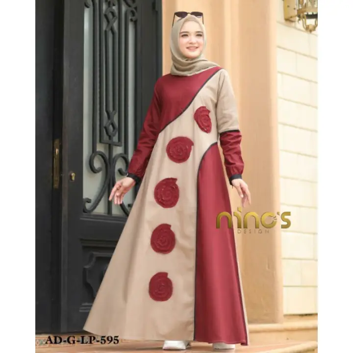 Gamis Ninos K 595 Original Gamis Wanita Busui Busana Muslim Panjang Busana Muslim Ninos Dress Wanita