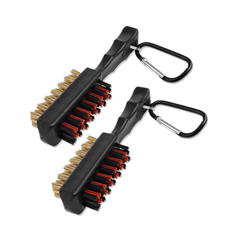Golf Club Brush Groove Cleaner Tools Dual Sided 2 Pack Golf Accessories Cleaning Brushes Metal Nylon Portable Durable