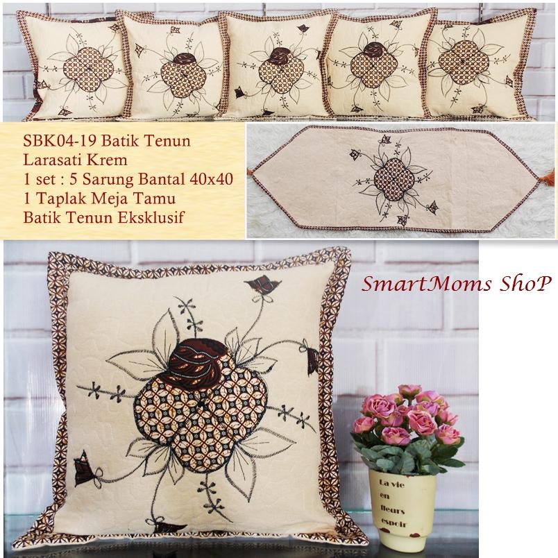 SARUNG BANTAL SOFA KURSI BORDIR TENUN BATIK JOGJA LARASATI KREM