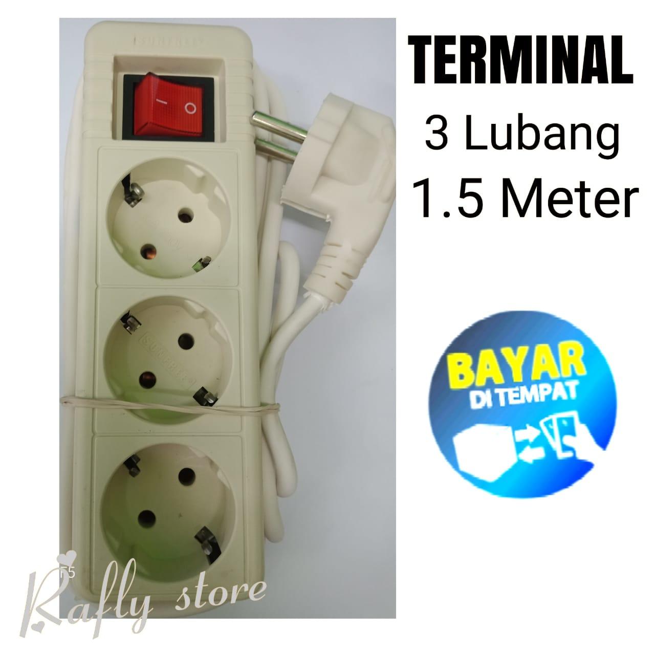 R/S1; Kabel Colokan 3 Lubang 1.5 Meter Perkakas Listrik Kabel Terminal Stop Kontak Listrik 3 Lubang 1.5 Meter Ada Tombol ON/OFF Terminal Listrik / Rashakyamakoe Store