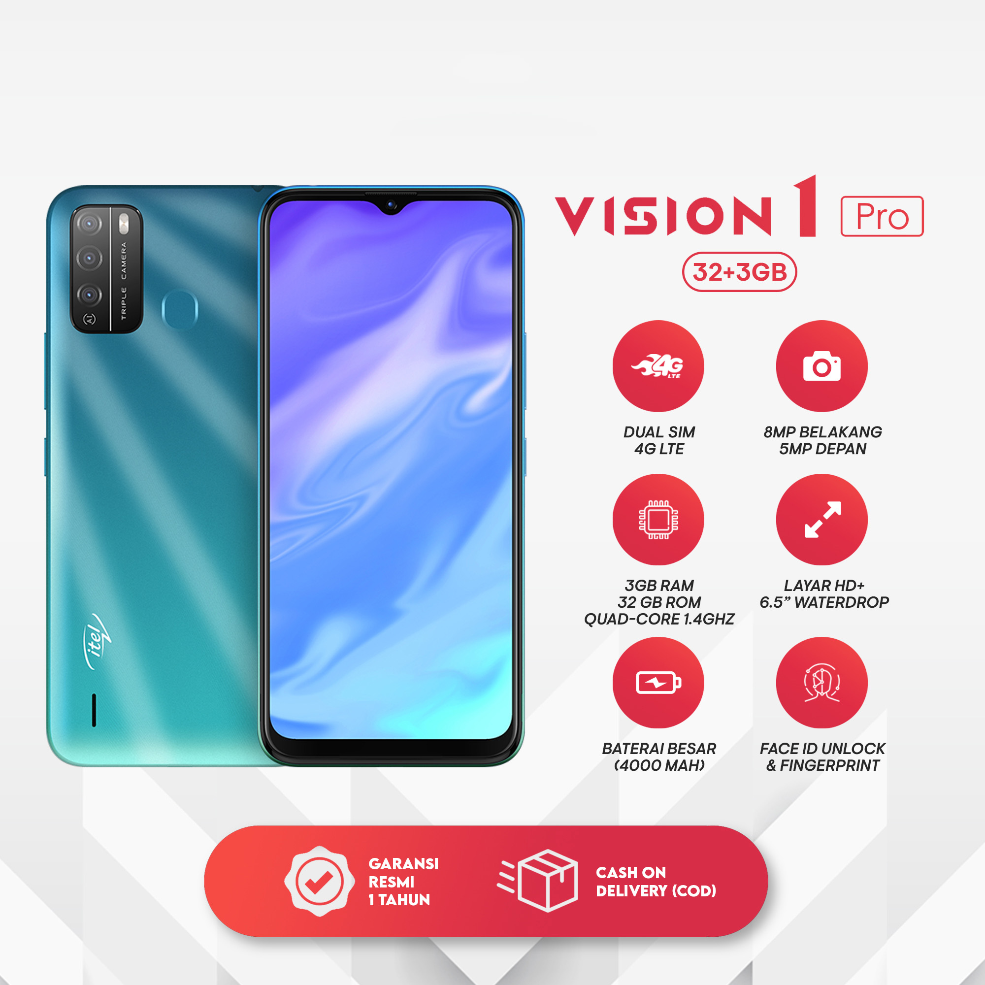 Itel Vision1 Pro  3/32GB RAM 10W Fast charging 6.5\