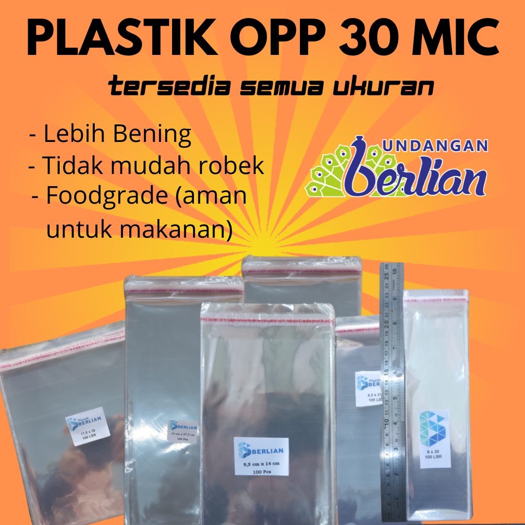 (100 LEMBAR) Plastik OPP Seal 25x27,5 Cm Tebal 30 Mikron / Plastik Opp ...