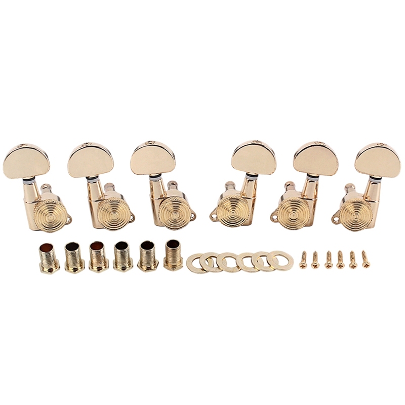 6 Pcs Gold Locked String Tuning Pegs Key Tuners Machine Heads for Acoustic Electric Guitar Lock Schaller Style