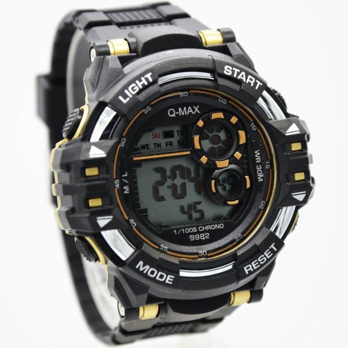 Q-Max - Jam Tangan Sport Pria tahan Air Murah Meriah - Digital Movement - Tali Karet