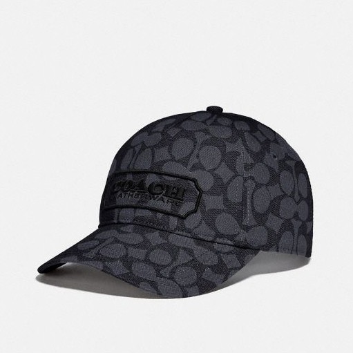 Coach Signature Baseball Hat In Signature Canvas Charcoal Black