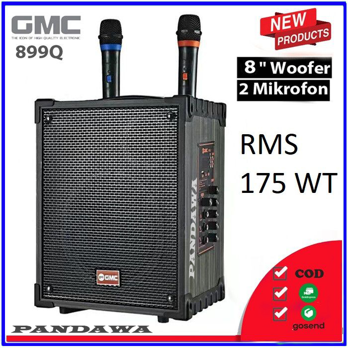 SPEAKER PORTABLE BLUETOOTH GMC 899Q Ukuran 8 Inch FREE MIC 2 Bh New