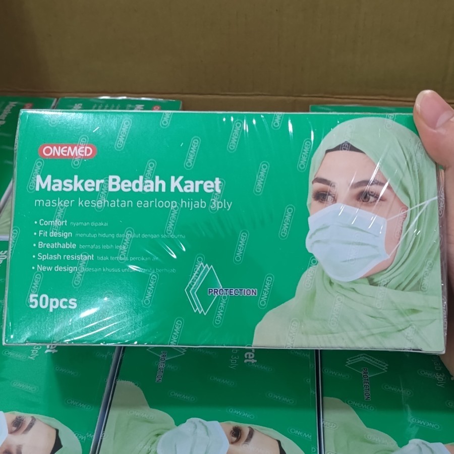 Onemed Masker Ply Earloop Hijab Medis Masker Bedah Lazada Indonesia