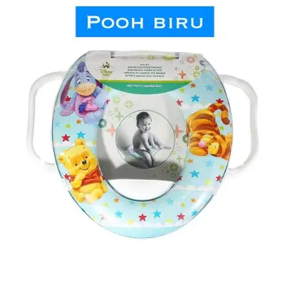 HAPPINESS BABYSHOP - BABY SOFT POTTY SEAT RING CLOSET HANDLE / Alas Dudukan Toilet Training / DUDUKAN CLOSET ANAK motif Pooh Biru