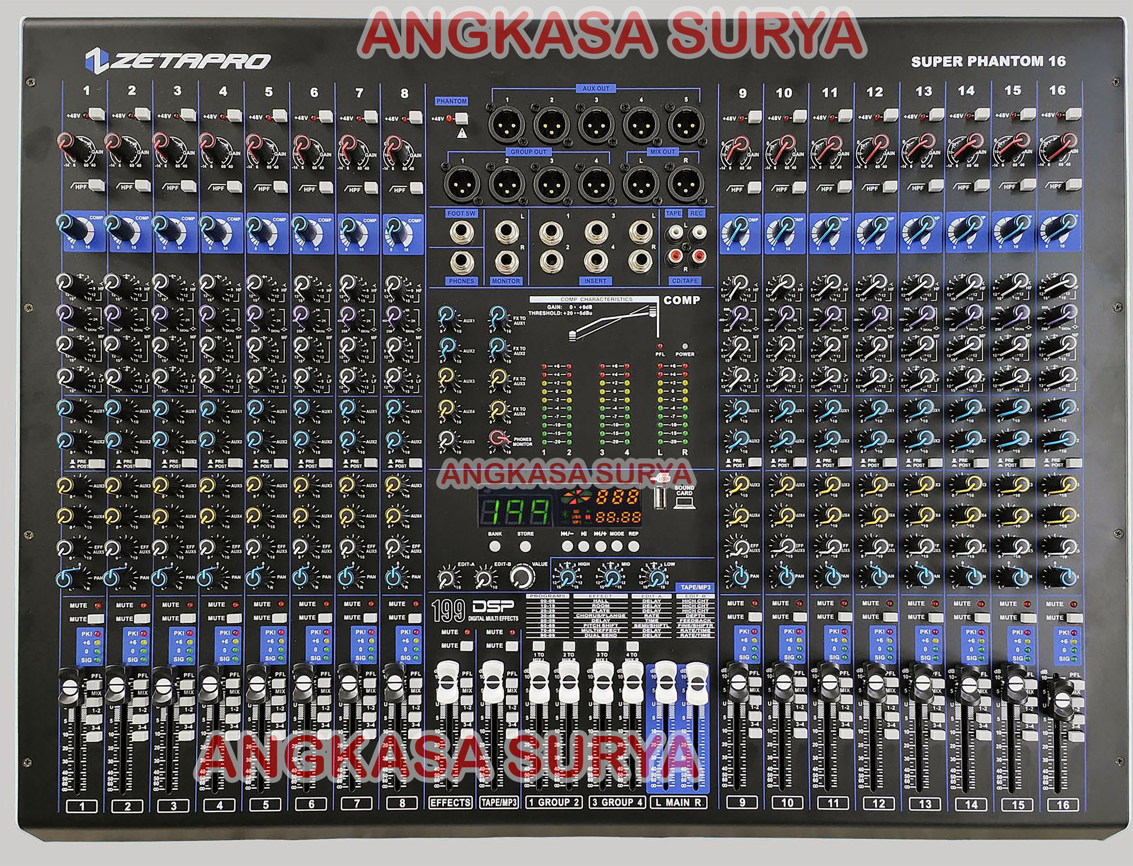 Mixer ZETAPRO SUPER PHANTOM 16 ORIGINAL 16 Channel Compressor Limiter