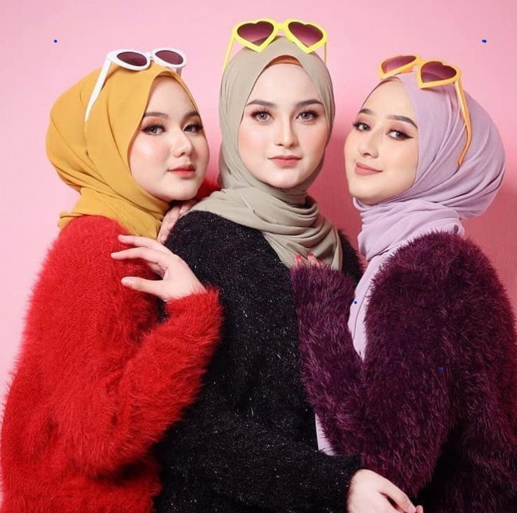 Jilbab / Hijab Pashmina SABYAN DIAMOND Italiano Stretch - Kerudung pasmina polos NEW ,Wanita hijab