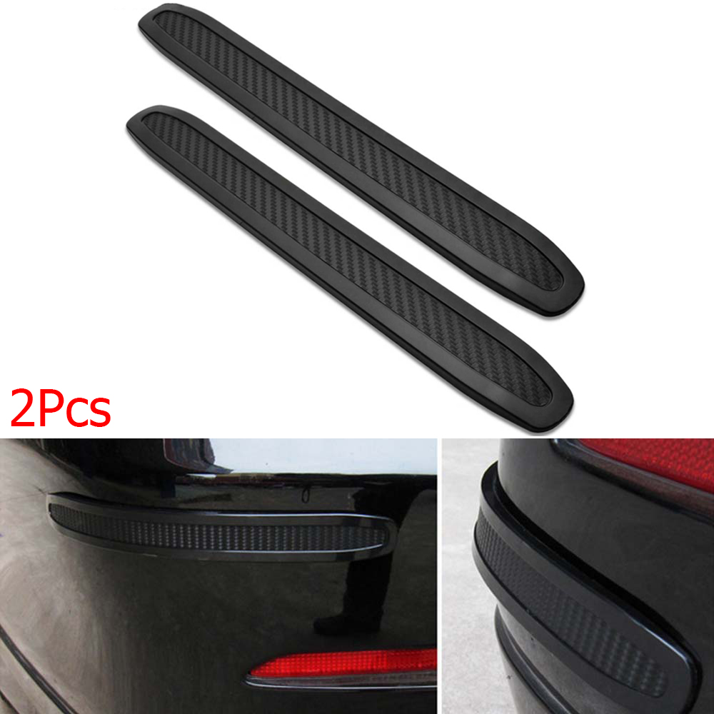 2Pcs Practical Universal Protector Carbon Car Bumper Strip Scratch Guard Anti-rub Front/Rear Corner