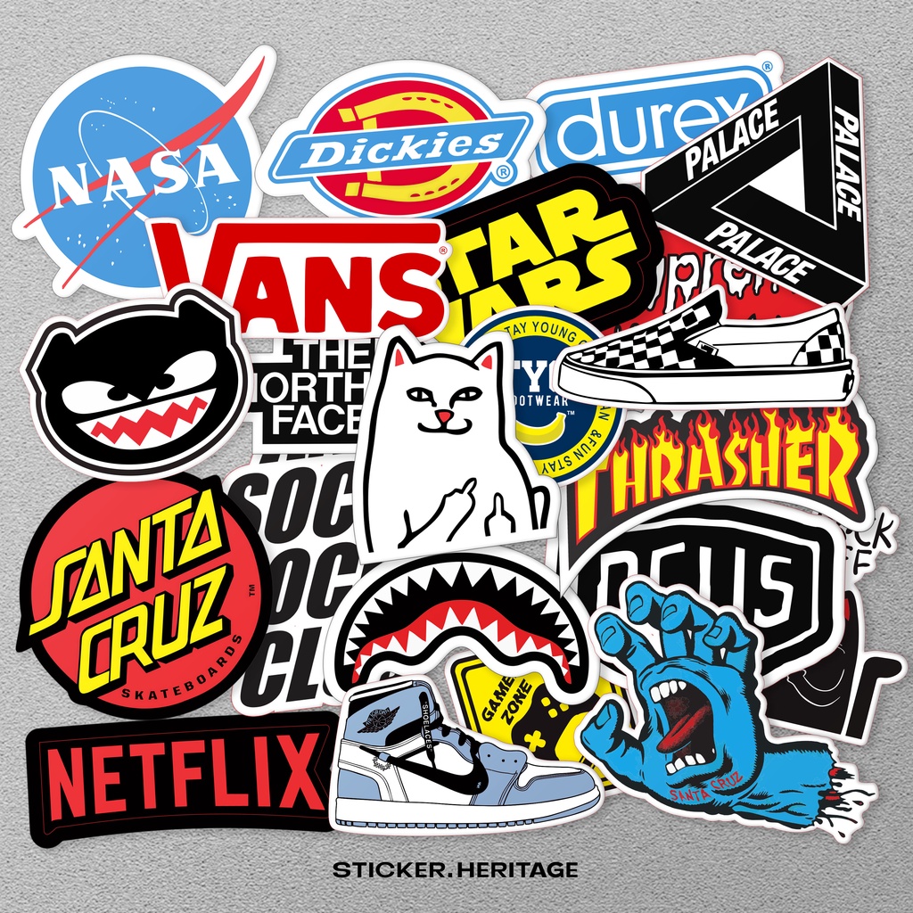 24pcs Stiker Sticker Aesthetic logo brand nasa netflix untuk laptop