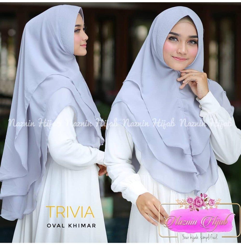 (COD) KUALITAS TERBAIK Hijab Jilbab Khimar Syari Trivia Oval Ceruti Premium 3 Layer Termurah