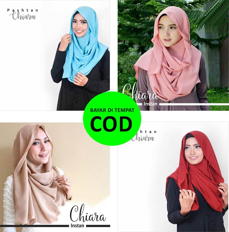 Pashmina Instan Chiara Warna Maroon dan Peach paket isi 2 pcs - Jilbab Pashmina Instan Chiara - Pashtan Chiara Maroon dan Peach
