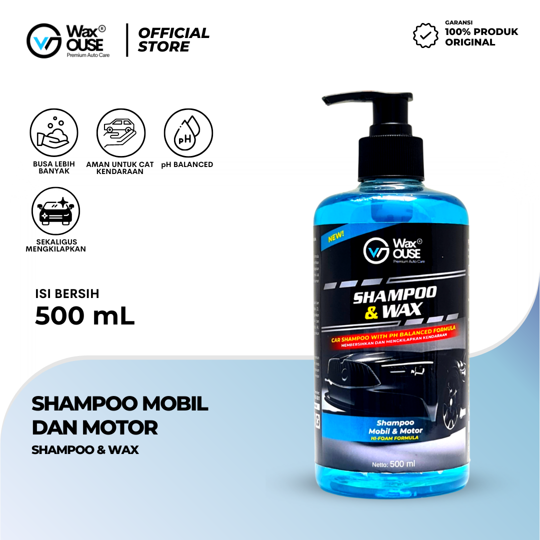 Waxouse Shampoo & Wax 500 ml Shampoo Cuci Mobil Motor pH Balanced Car
