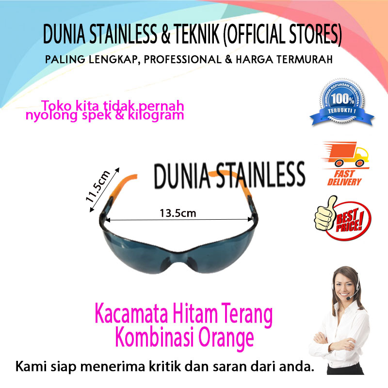 Kacamata Hitam Terang Kombinasi Orange Pelindung