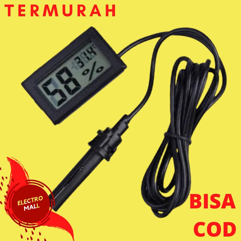 Termometer Hygrometer Termohygrometer Pengukur Suhu dan Kelembaban Ruangan Dgan Sensor Kabel 1