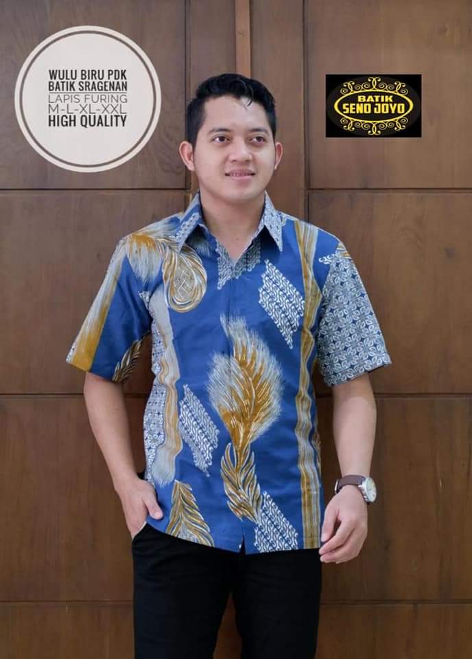 WULU BIRU / Kemeja Batik Dasar Navy / Kemeja Batik Pria Lapis Furing ...