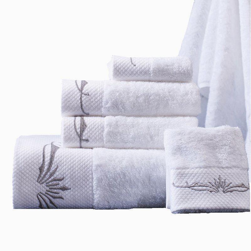 Khách Sạn Khăn Vuông Ba Đầy Đủ 100% Cotton Khăn Mặt Khăn Tắm Phù Hợp Với Bộ Thương Vụ Khách Sạn Nhà Dân Để Tăng Trắng Chữ Thêu Logo