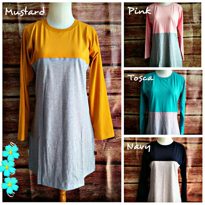 S-XXXL Baju Kaos Combed Muslimah Korea Kombinasi Misty Bisa Untuk Seragam atau Olah Raga Size S-XXXL