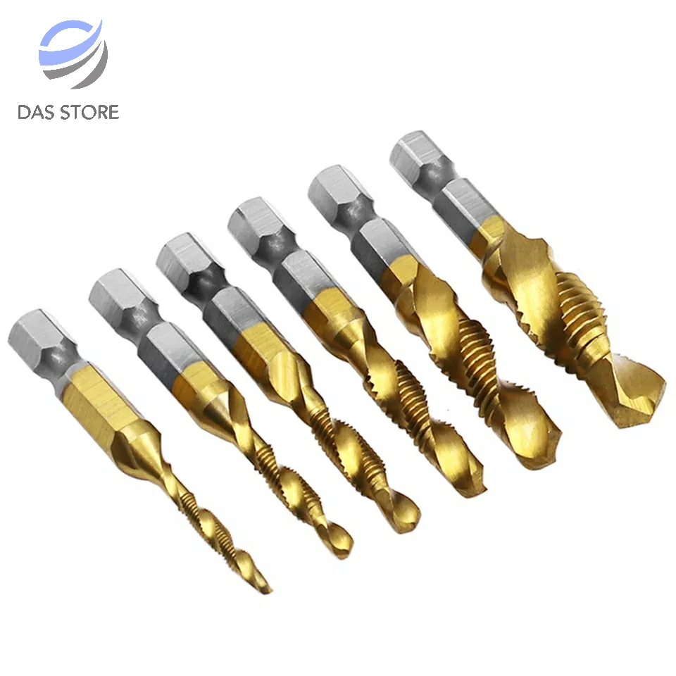 Mata Bor Tap Pembuat Ulir Drat Set 6pcs Mata Bor Drill Bit Set 3in1 Drilling Tapping Deburring