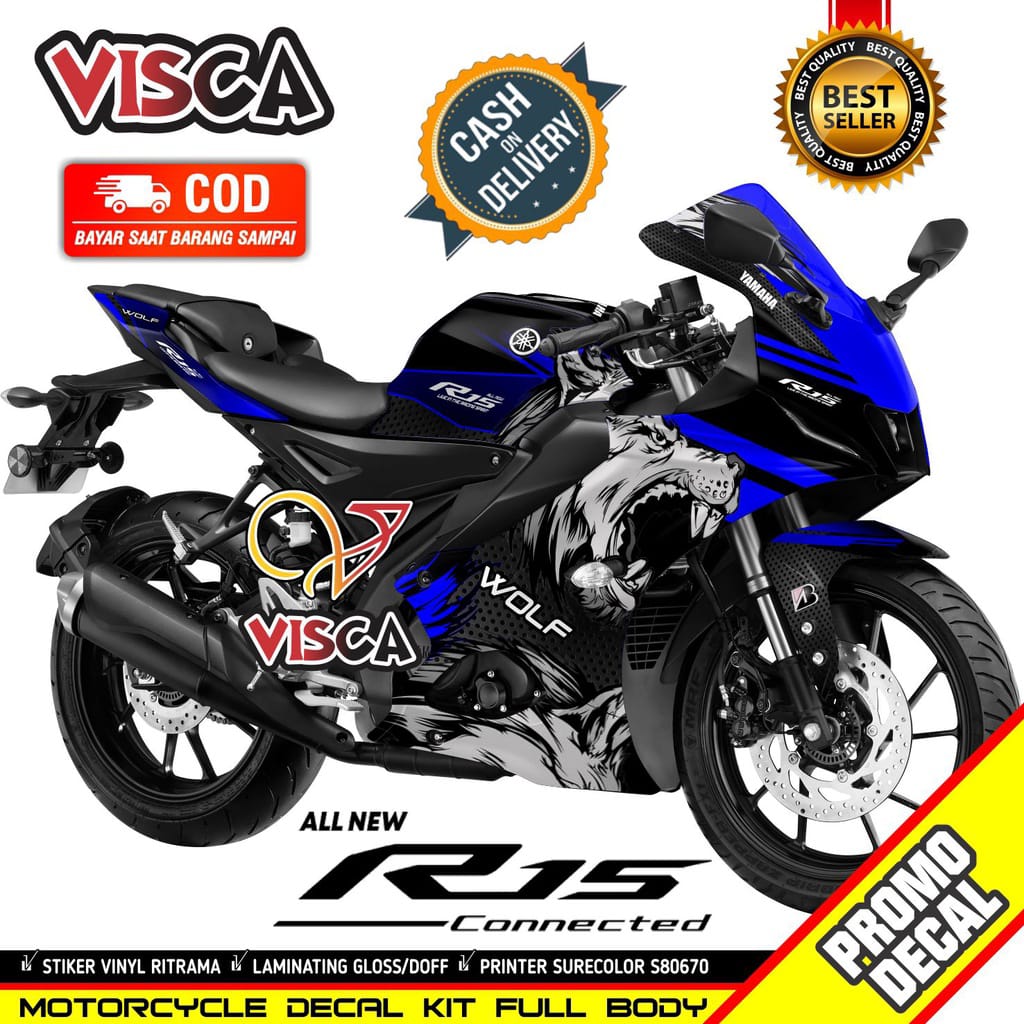 COD / Bayar Ditempat Decal R15 V4 Striping R15 V4 Stiker Motor Yamaha ...