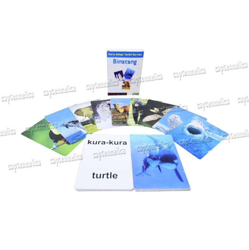 Kartu Flash Card Binatang Hewan Kartu Bergambar Belajar Membaca
