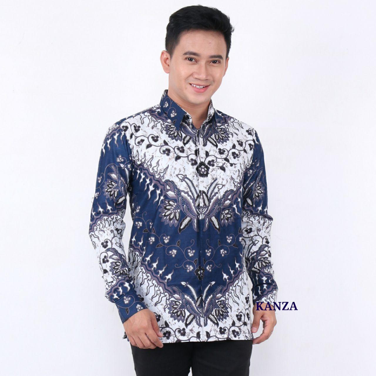 Kemeja Batik Pria Lengan Panjang New Motif Baju Batik Pria Baju Batik Pria Lengan Panjang Baju Batik Warna Putih Navy Lazada Indonesia