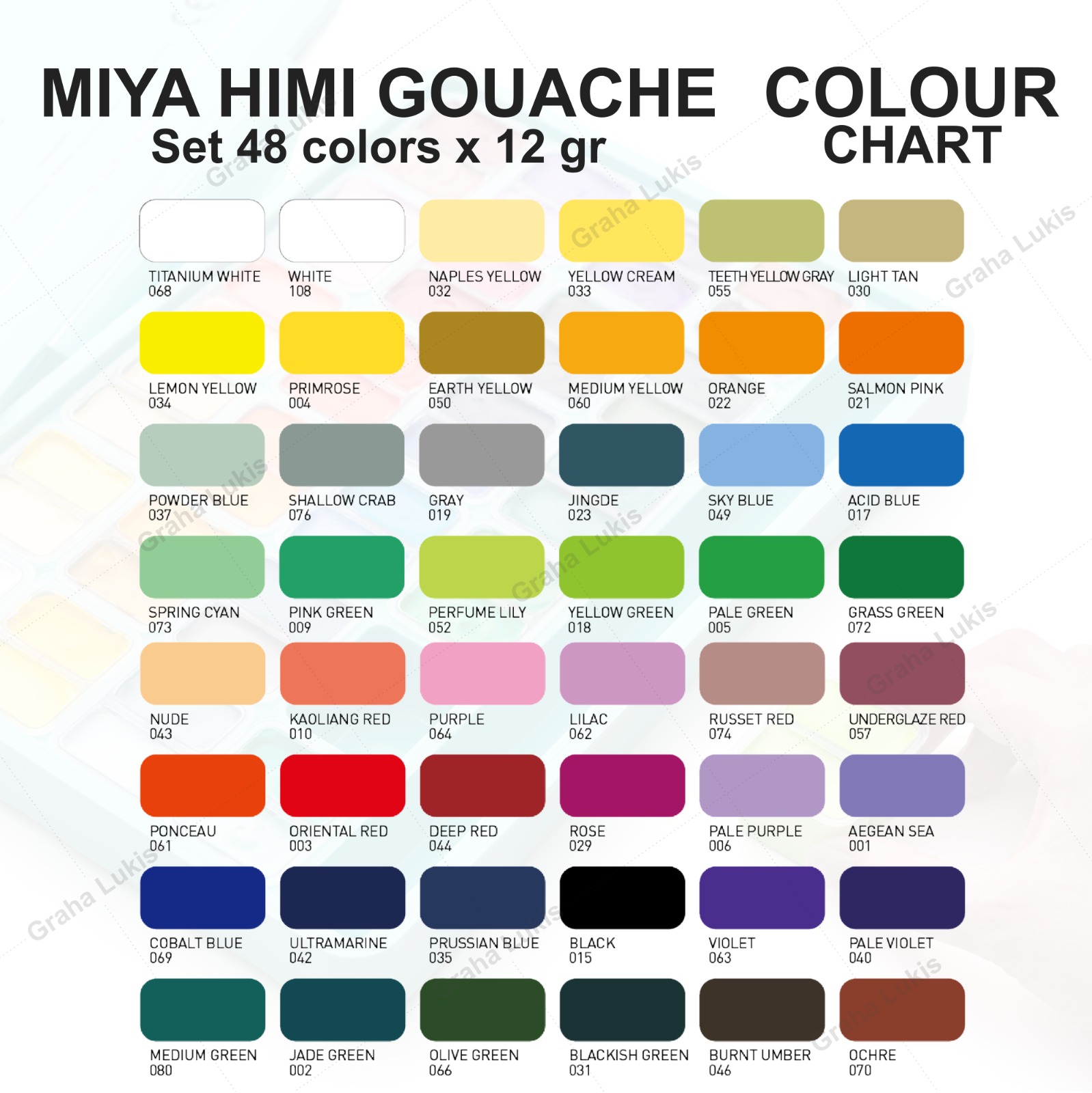 Miya Himi GOUACHE Paint set TWIN 36 / 48 colors x 12gr