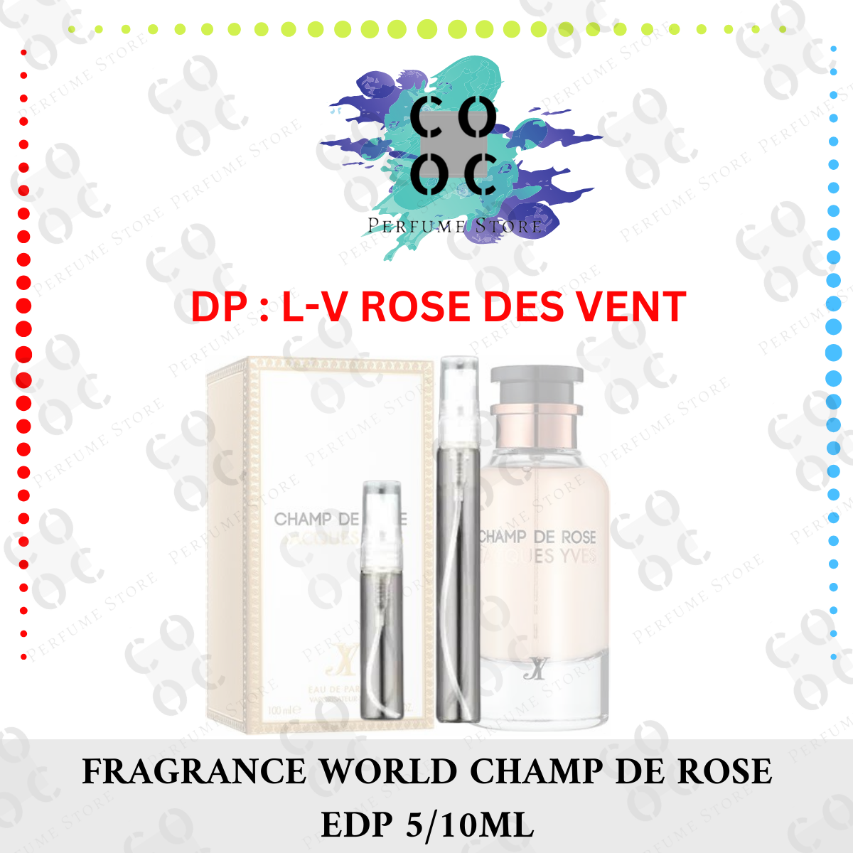 Champ De Rose Acques Yves | Eau De Parfum 100ml | by Fragrance World  *Inspired By Rose Des Vents*