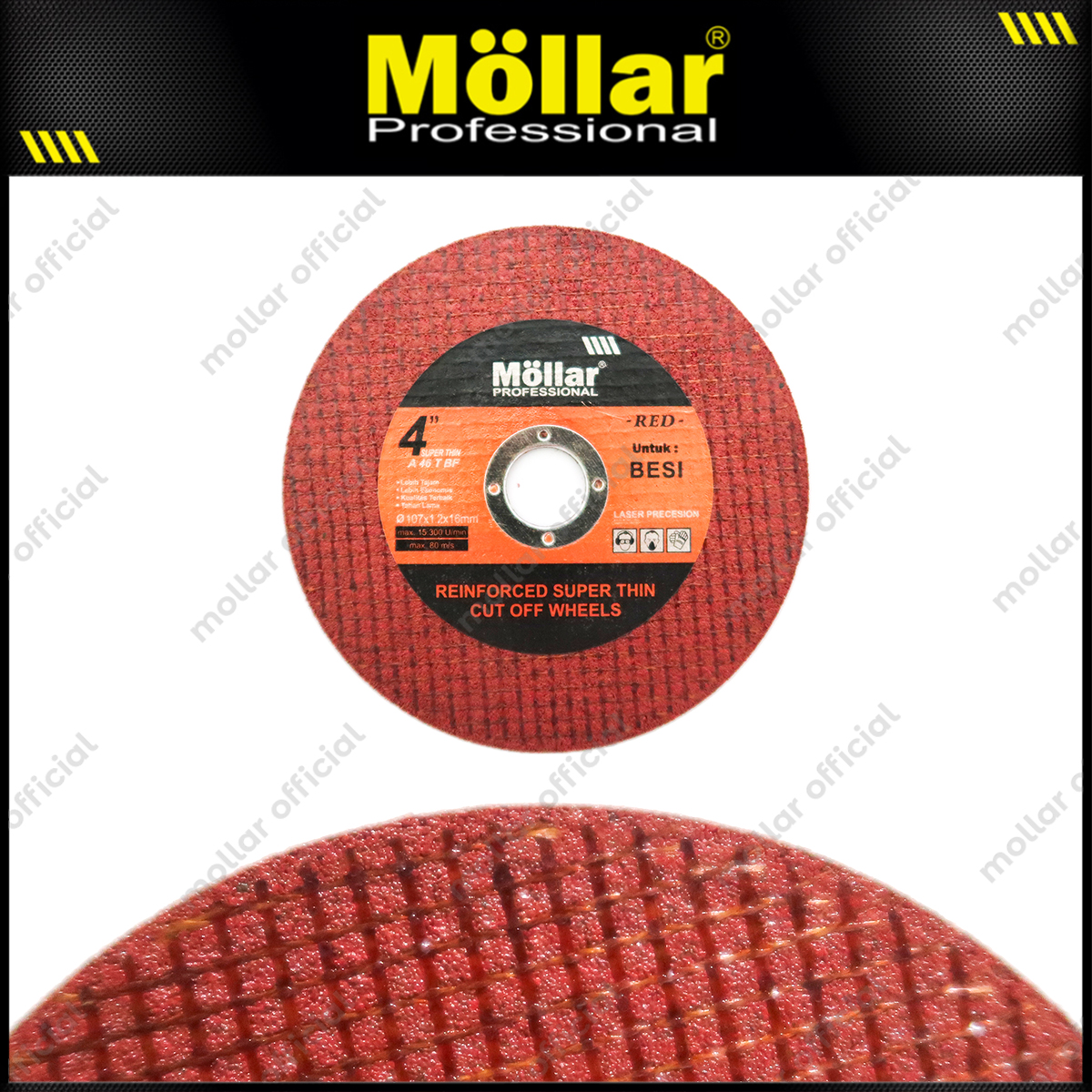 MOLLAR Merah Cutting Wheel 4" Batu Gerinda Mata Potong Besi Satuan
