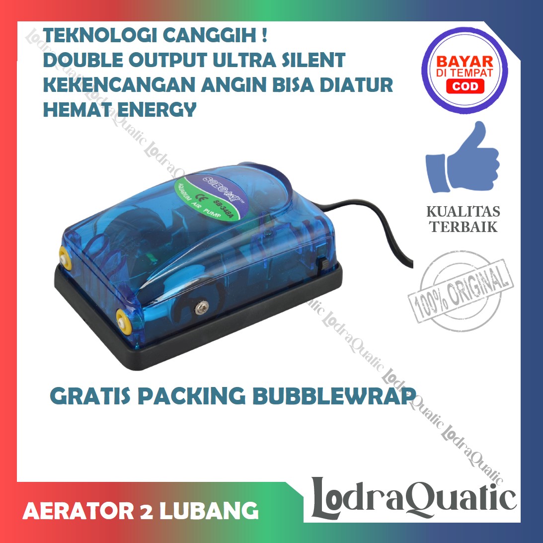 {MESIN GELEMBUNG DUA LUBANG} AIR PUMP DUA LUBANG SILENT MESIN OKSIGEN