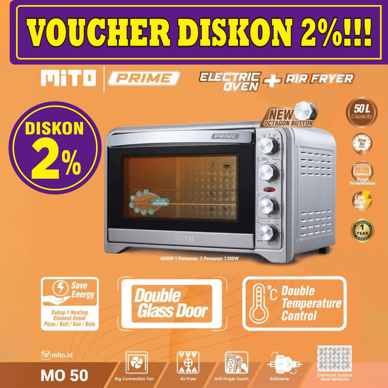 MITOCHIBA MITO PRIME 50 L 50L 50L OVEN + AIRFRYER AIR FRYER AIRFRYER