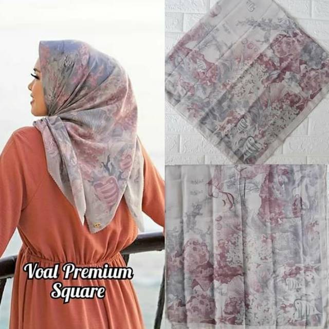 HIJAB JILBAB SEGIEMPAT LC VOAL MOTIF BUTTON KW Lazada Indonesia