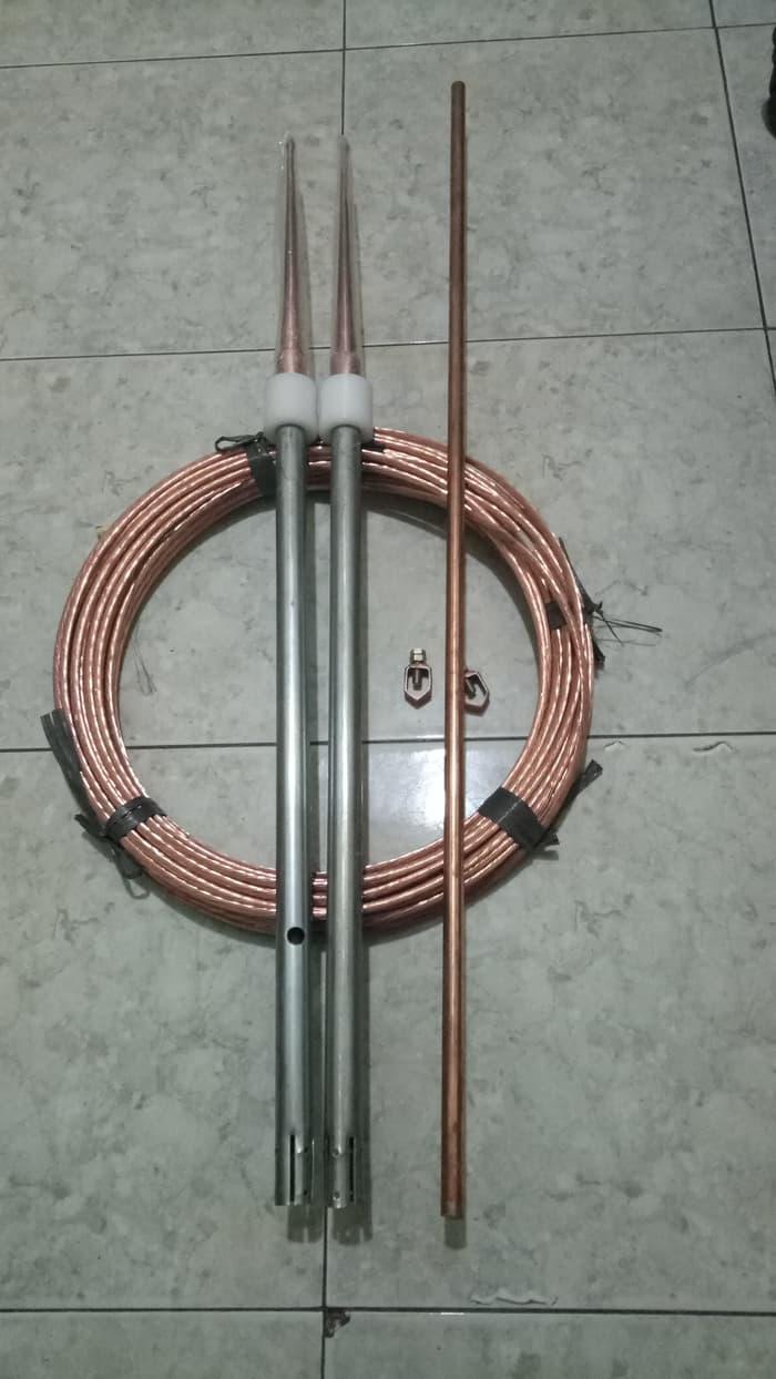 Penangkal Petir 2 Tombak + 60 mtr Kabel bc 25 + As grounding 1/2/1mtr
