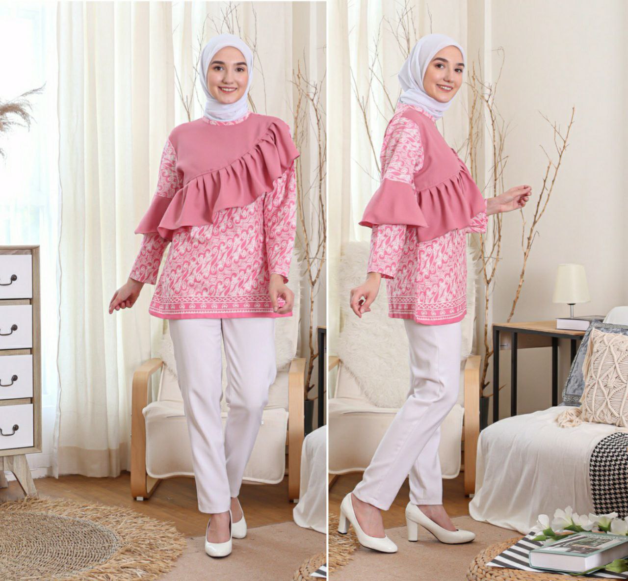 Batik Distro Ba9315 Blus Wanita Serut Tali Coklat - Search Best 4K