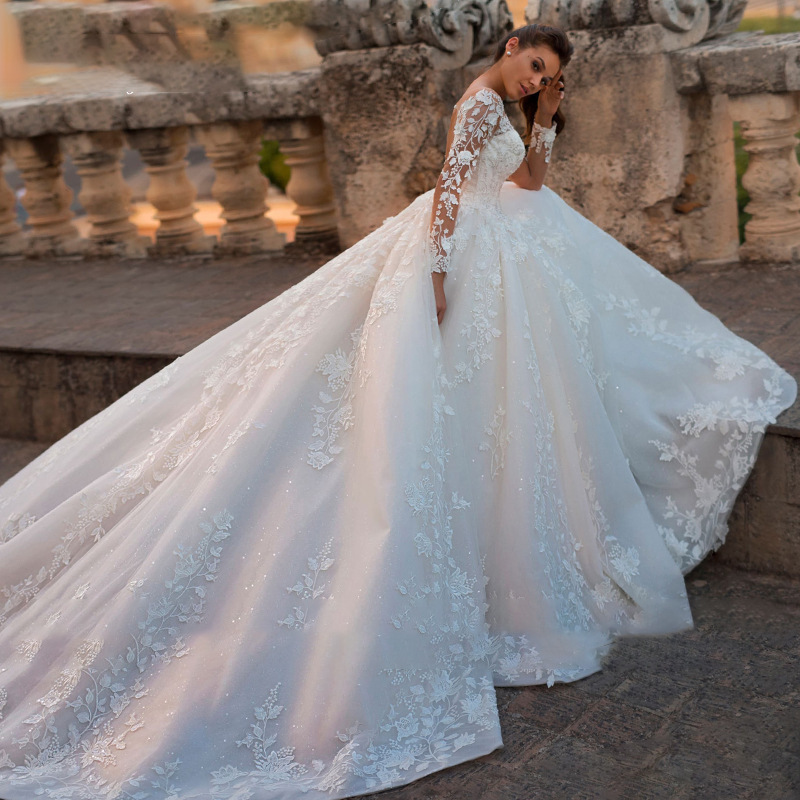 Wedding Dress Bridal Gowns V-neck Long 