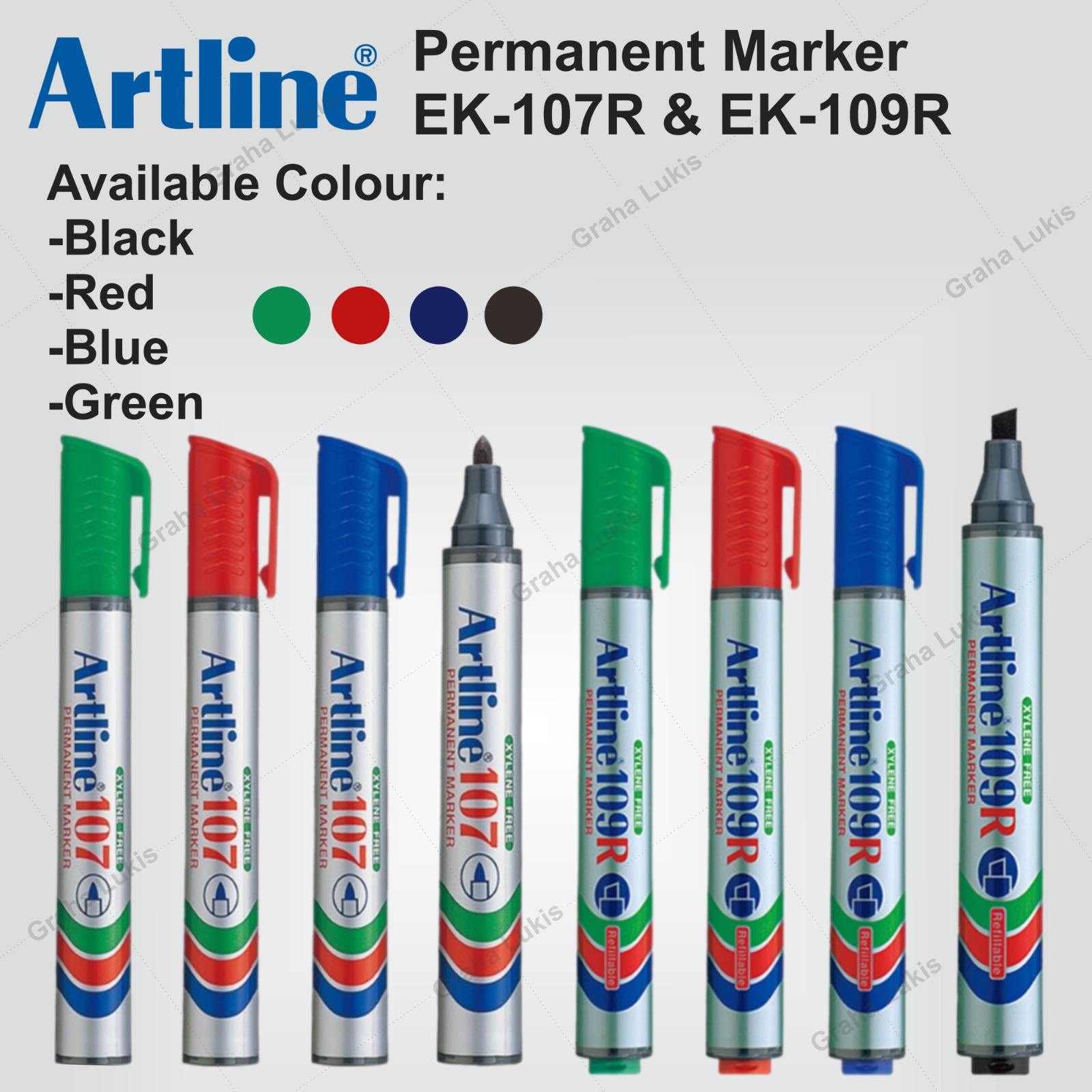 ARTLINE Spidol Permanent Marker EK-107R EK-109R Lazada