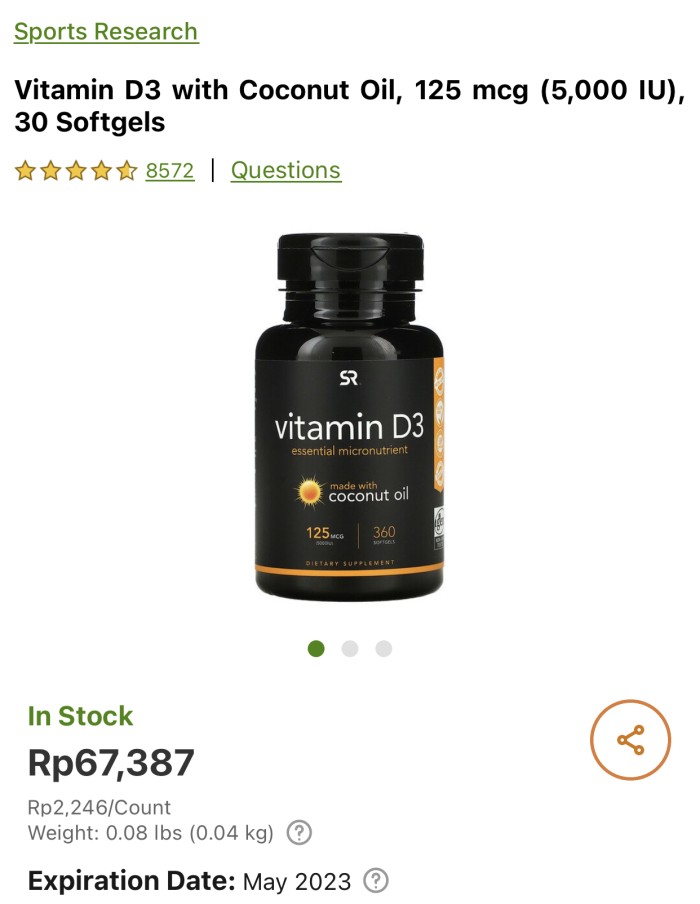 sports research vitamin d3 5000 iu isi 30 360 softgel us isi 30