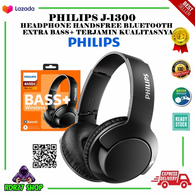 PHILIPS HEADPHONE HEADSET BLUETOOTH WIRELSESS J1300 SUPER BAS+ KUALITAS  TERJAMIN - BISA COD | Lazada Indonesia