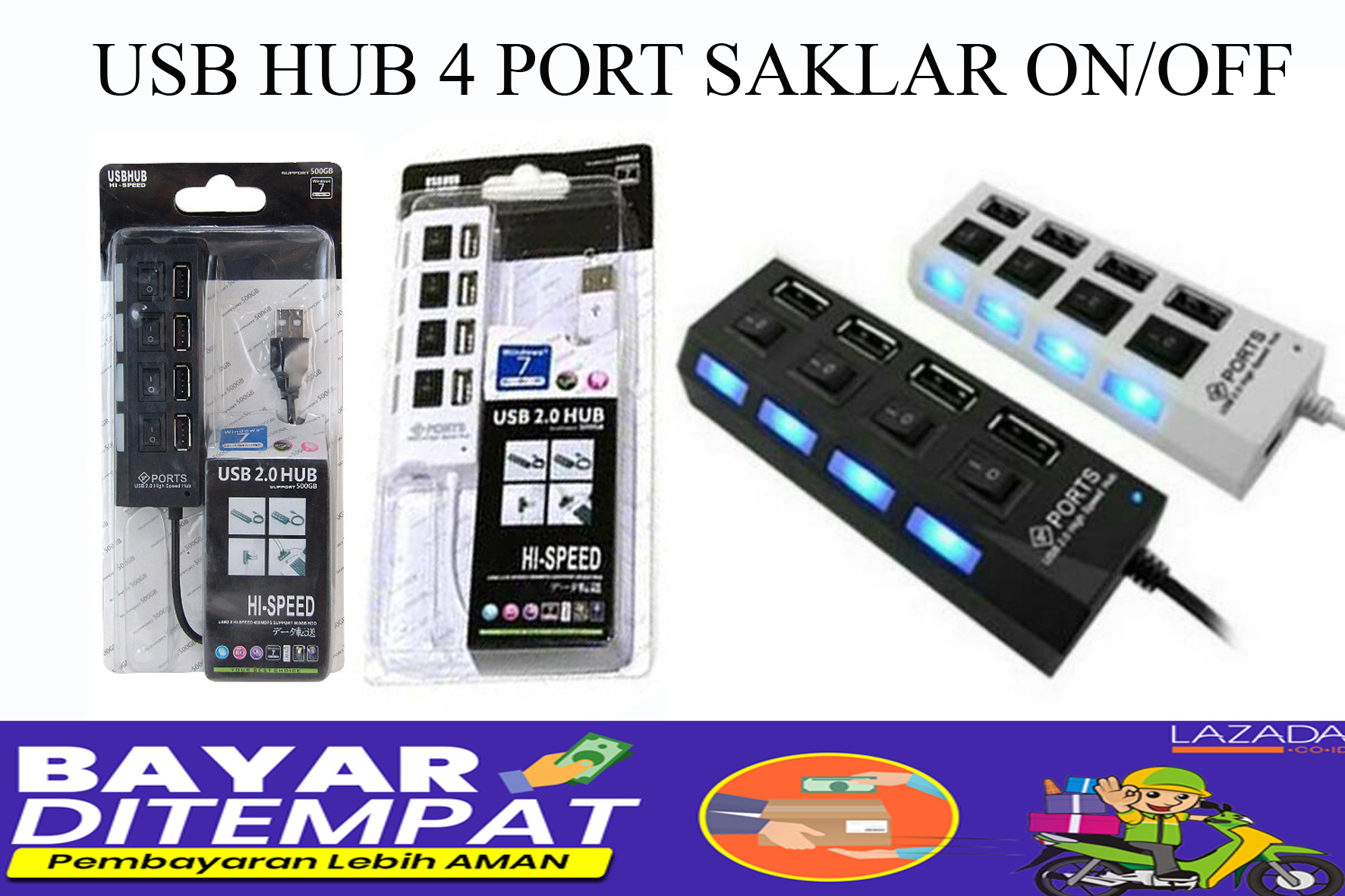 USB HUB 4 PORT SAKLAR ON/OFF Lazada Indonesia