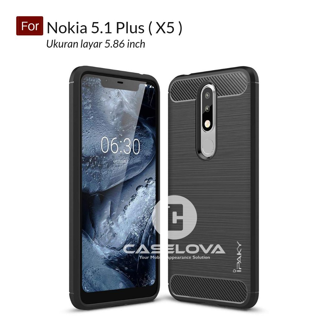 Caselova Premium Quality Carbon Shockproof Hybrid Case For Nokia 5.1 Plus ( X5 ) Ukuran layar 5.86 inch - Black