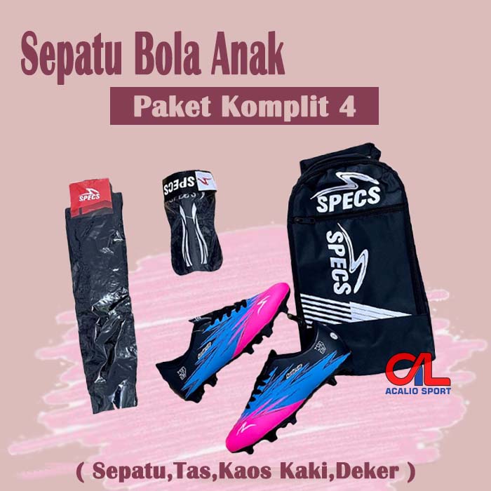 Sepatu Bola Anak Anak SD Pkt 4 Satu Set Lengkap Sepatu Sepak Bola Anak