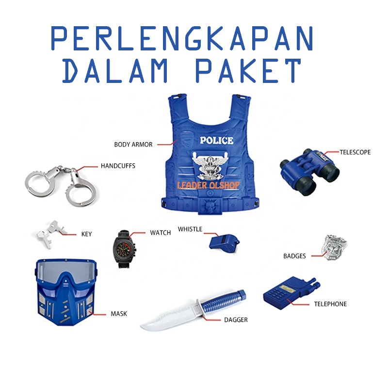 MAINAN SET PERLENGKAPAN TEAM SWAT POLICE PERALATAN EDUKASI POLISI ANAK