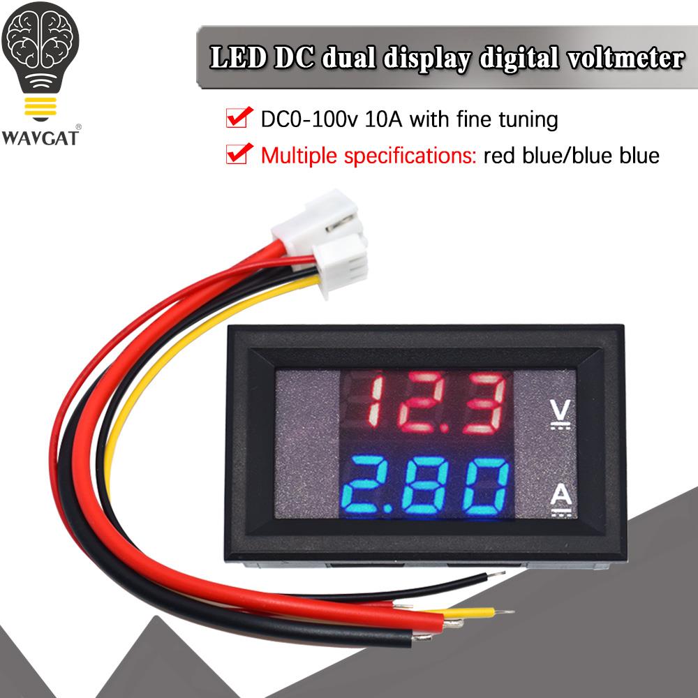 Dc 0-100v 10a digital voltmeter ammeter dual display voltage detector current meter panel amp volt gauge 0.28" red blue led