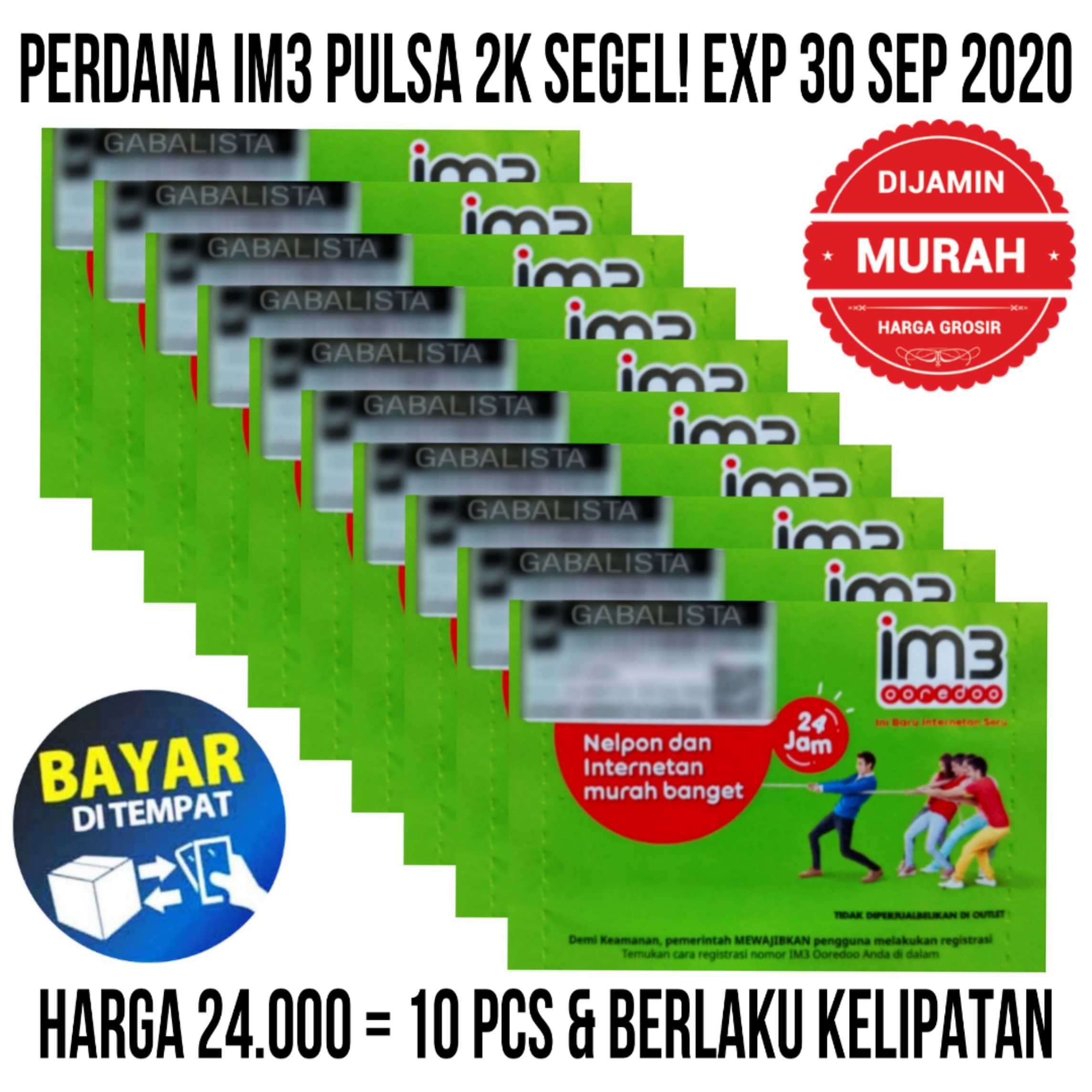 Kartu Perdana Indosat Im3 ooredoo Pulsa 2k Grosir / 10 pcs